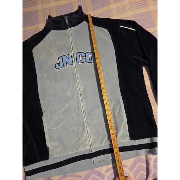 Vtg JNCO Two Tone Velour Zip Up Jacket Skater Y2K Streetwear Navy Baby Blue Y2k - Picture 5 of 11